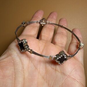 Vintage Art Deco Inspired, Clover Accent, Cable Bangle